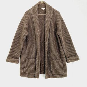 J Jill Chunky Knit Brown Wool Open Front
Pockets Sweater Cardigan Women’s Medium